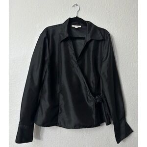 Vintage Y2K JM Collection‎ Womens 18 Black True Wrap Blouse Top Professional